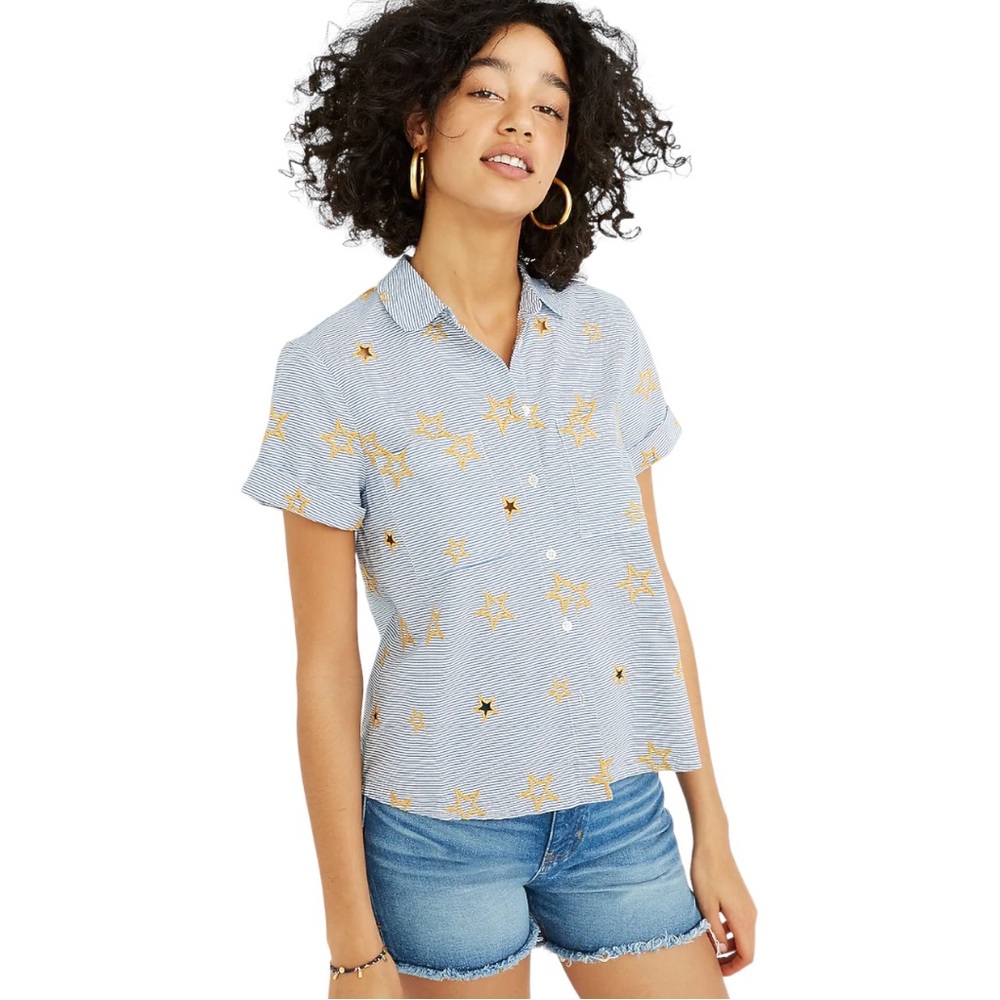 Madewell Star Embroidered Striped Shirt